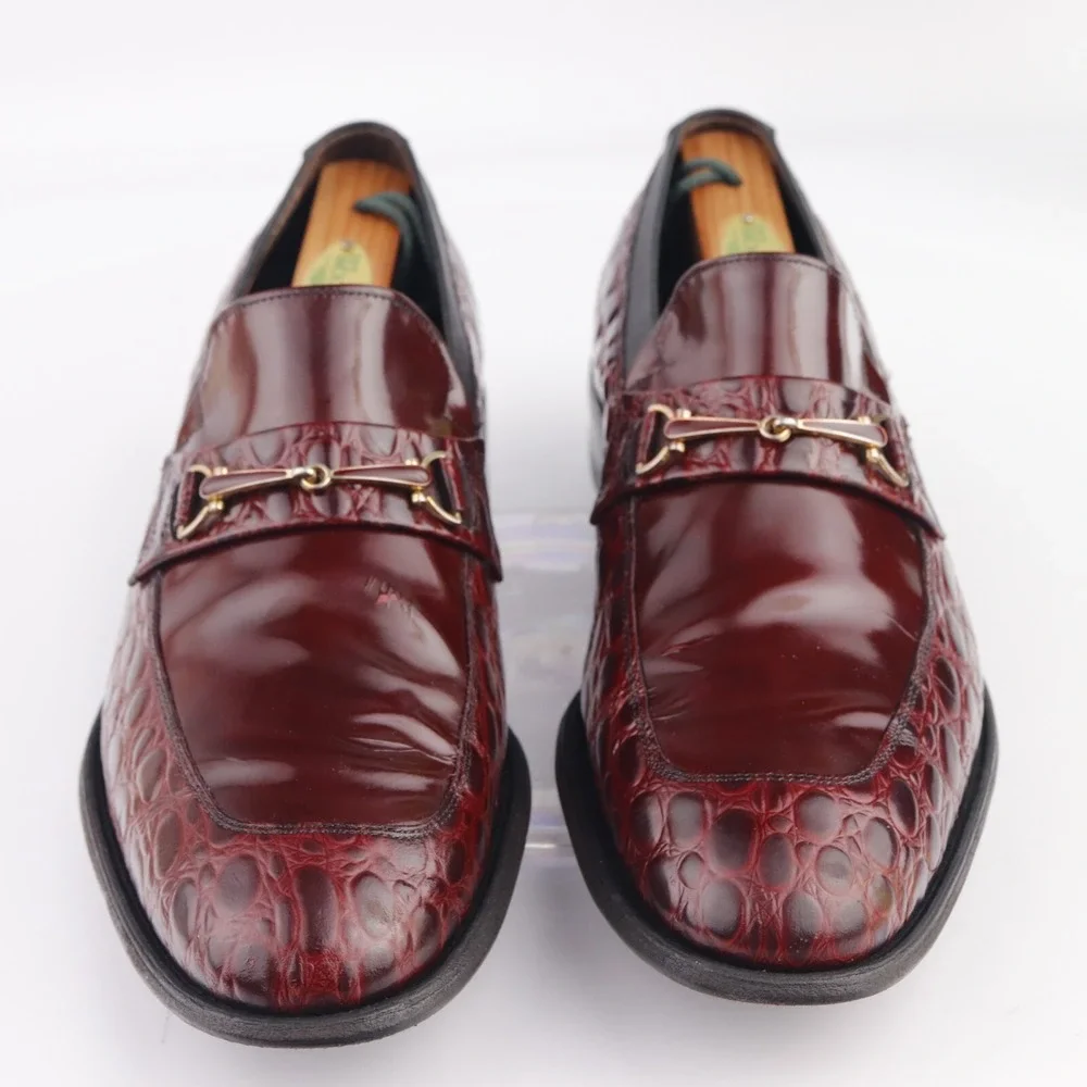 Allen Edmonds Mens Malibu Bit Loafer Size 10 C Red Exotic Leather Slip On Shoes